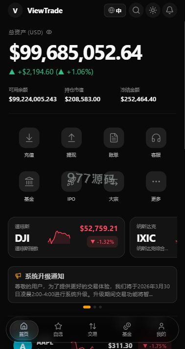 【全开源】海外股票交易源码/美股交易/大宗/IPO/理财/分销