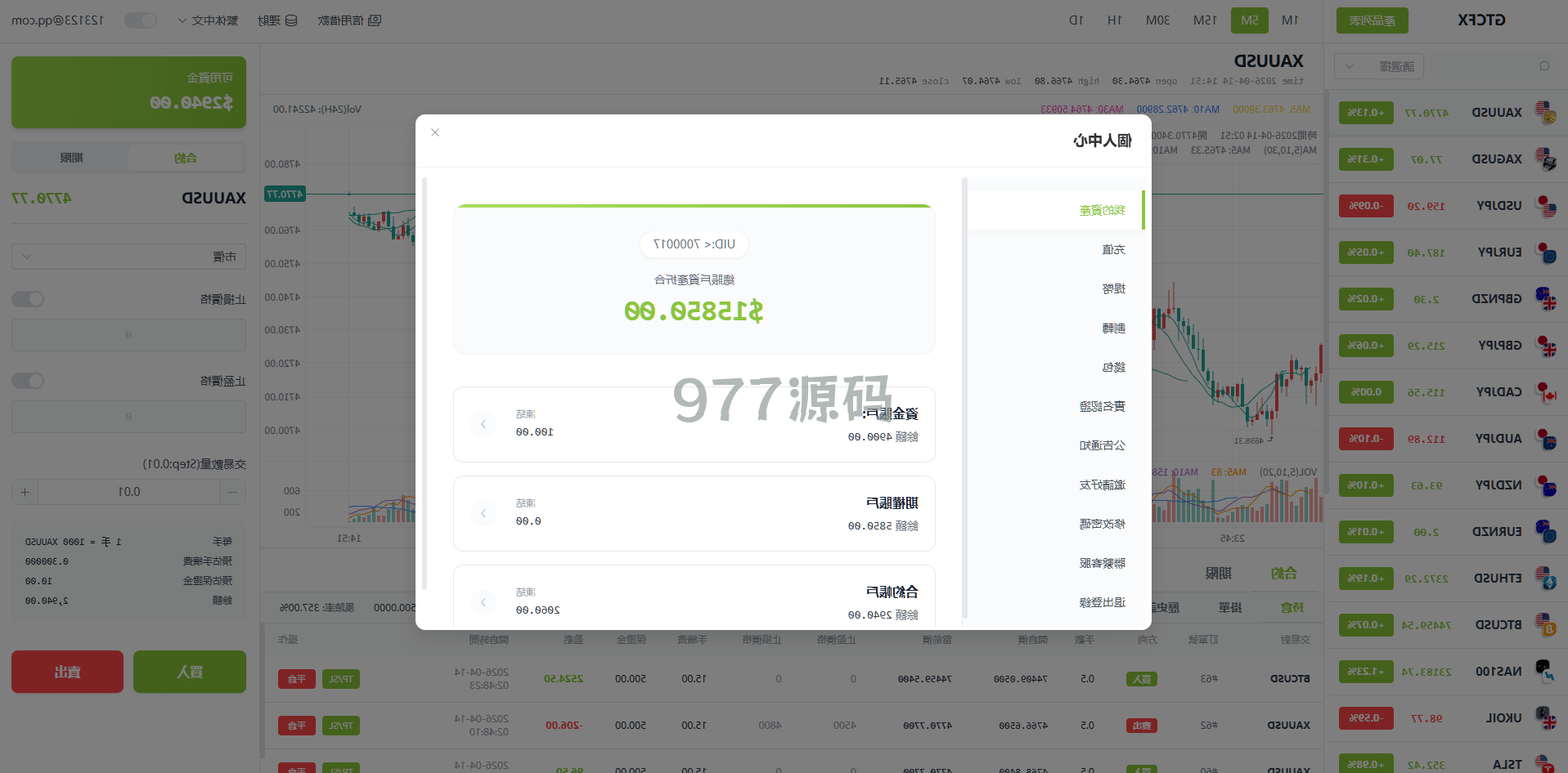 【全开源】语言多个PC/H5版st7交易所/美股/外汇/理财/贷款/K线控制
